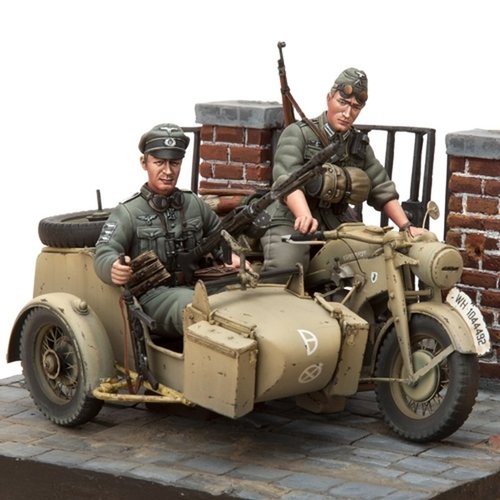 Motorrad Zündapp KS-750 Set 1:16 mit Seitenwagen und 2 Figuren - Bausatz