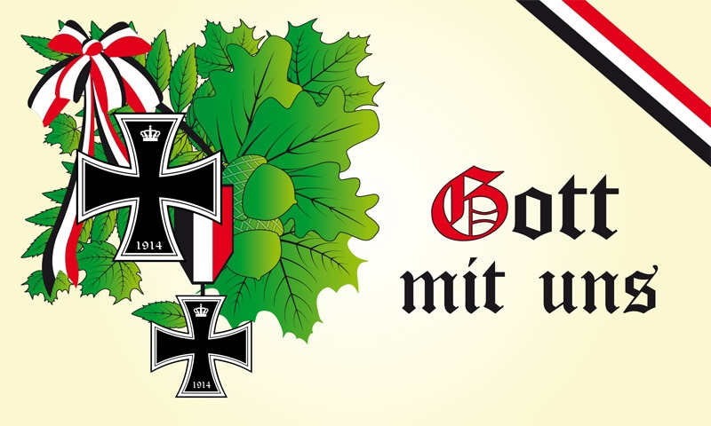 Gott mit uns - Eichenlaub Flagge - 90x150 cm