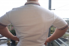 Herren Poloshirt Schwarz, Weiss, Rot mit Knopfleiste II