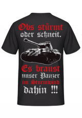 Panzerlied Ob`s stürmt oder schneit - Königstiger Panzer - Rückendruck T-Shirt