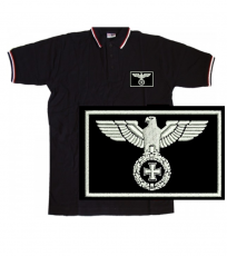 Reichsadler Aufnäher - Poloshirt Schwarz, Weiss, Rot