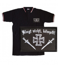 Klagt nicht kämpft Aufnäher Poloshirt Schwarz Weiss Rot