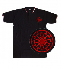 Schwarze Sonne Aufnäher Rot - Poloshirt Schwarz, Weiss, Rot