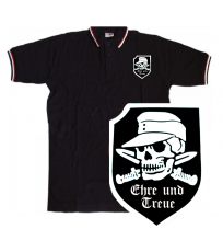 Gebirgsjäger Ehre und Treue Totenkopf Aufnäher - Poloshirt Schwarz, Weiss, Rot