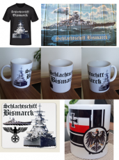 Schlachtschiff Bismarck 5er SET - 1x T-Shirt, 1x Fahne, 2x Tasse, 1x Mauspad
