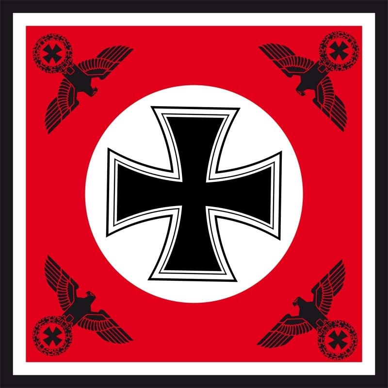 Eisernes Kreuz mit 4 Reichsadler rot - Fahne 120x120 cm