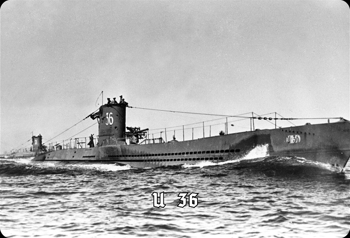 Deutsches U-Boot U-36 Typ VIIA - Blechschild
