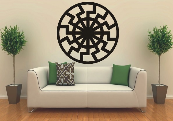 3D Wandbild schwarze Sonne Zeichen Logo Aufnäher  Aufkleber  Bild Wandtattoo 