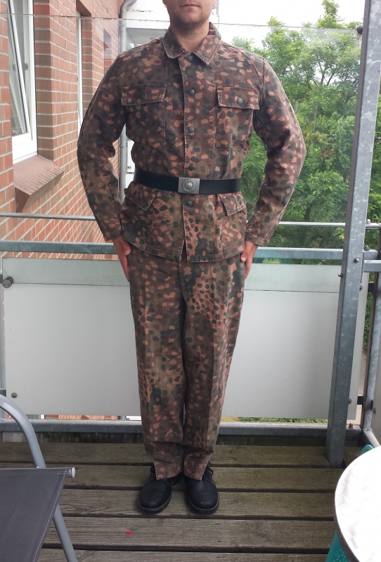 WWII WH Elite Erbsentarn Uniform Feldbluse+Hose+Mütze Gr.L=52