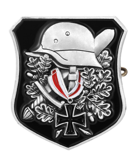 Wehrmacht Stahlhelm, Schwert, Ritterkreuz - Anstecker