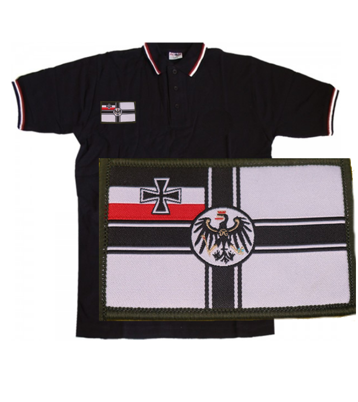 Reichskriegsflagge Aufnäher - Poloshirt Schwarz, Weiss, Rot