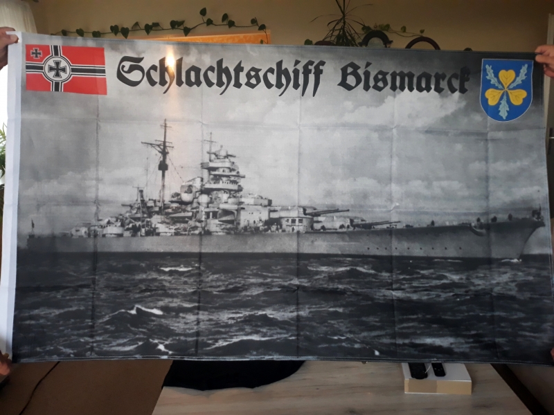 Fahne Schlachtschiff Bismarck Kriegsmarine Hissflagge 90 x 150 cm Flagge 