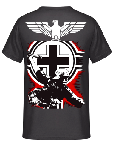 Wehrmacht Soldat im Balkenkreuz Reichsadler Rückendruck T-Shirt
