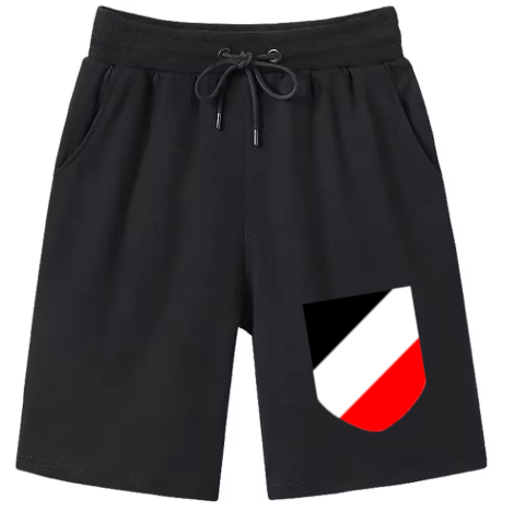 Schwarz weiss rot kurze Hose