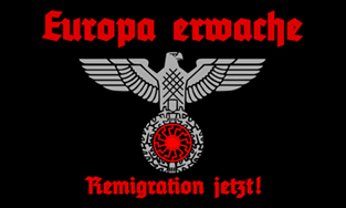 Europa erwache Remigration Fahne