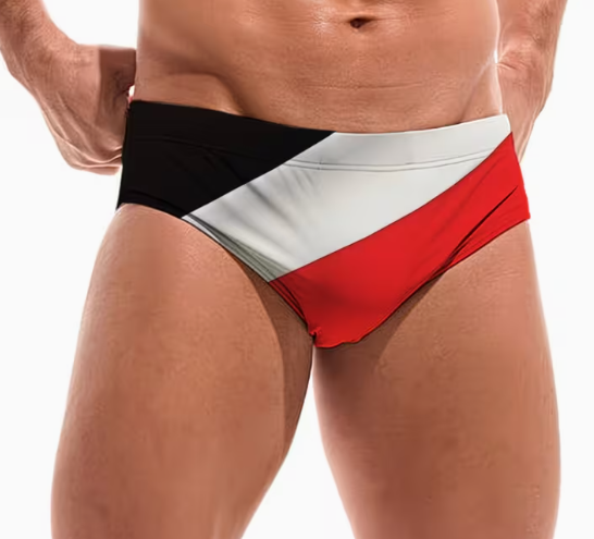 Schwarz weiss rot Badehose