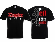 Angler - Petri Heil und fette Beute! - T-Shirt schwarz