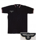 Reichsadler Silber Aufnäher - Poloshirt Schwarz, Weiss, Rot