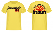 Sonnenstudio 88 auch ohne Sonne braun T-Shirt gelb