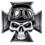 Landser Wehrmacht Biker Totenkopf Eisernes Kreuz Aufkleber 13 x 13 cm(wasserfest)