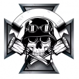 Landser Wehrmacht Biker Totenkopf Eisernes Kreuz Aufkleber 13 x 13 cm(wasserfest)